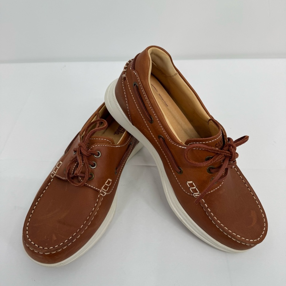 Samuel Hubbard Men's Size 9 EU 42.5 Saddlebag Tan Leather Boat Shoes